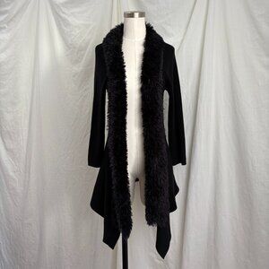 Y2K Fur Trim Cardigan Sweater L